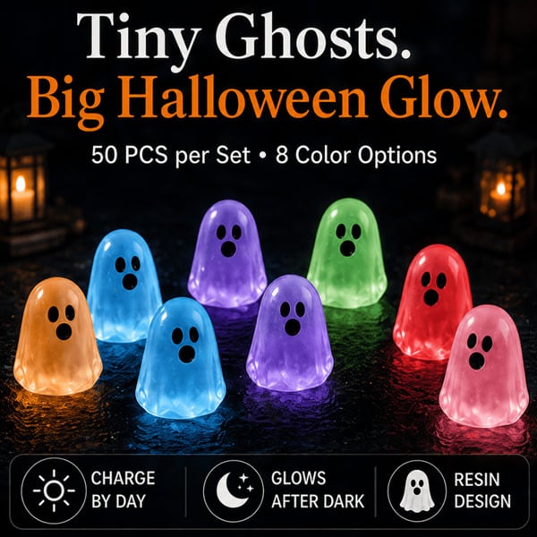 💥 LAST DAY 50% OFF👻 Glow-in-the-Dark Mini Ghosts – 8-Colour Halloween Mix