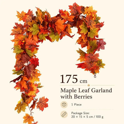 🔥Last Day 60% OFF🍁Lighted Autumn Maple Leaf Garland- Warm LED Fall Mantel, Window & Doorway Decor🍂