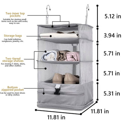 🧳 Travel Hanging Closet Organizer Bag with Hooks & Compression Straps