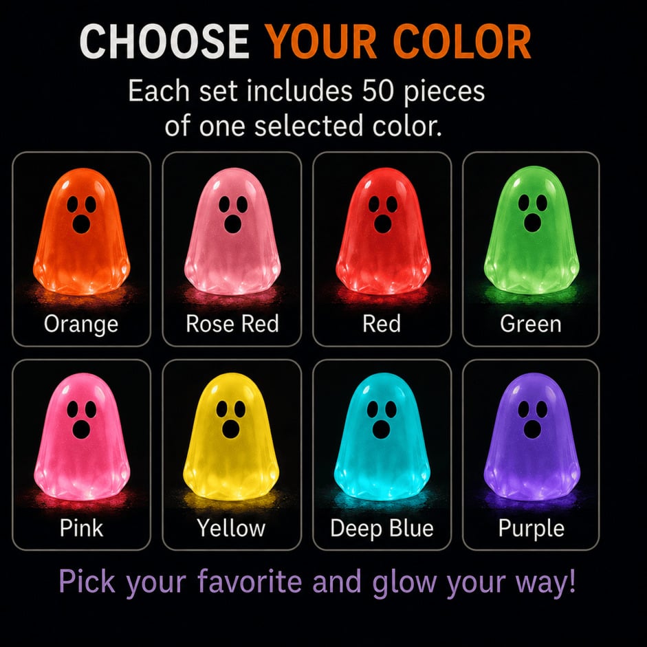 💥 LAST DAY 50% OFF👻 Glow-in-the-Dark Mini Ghosts – 8-Colour Halloween Mix