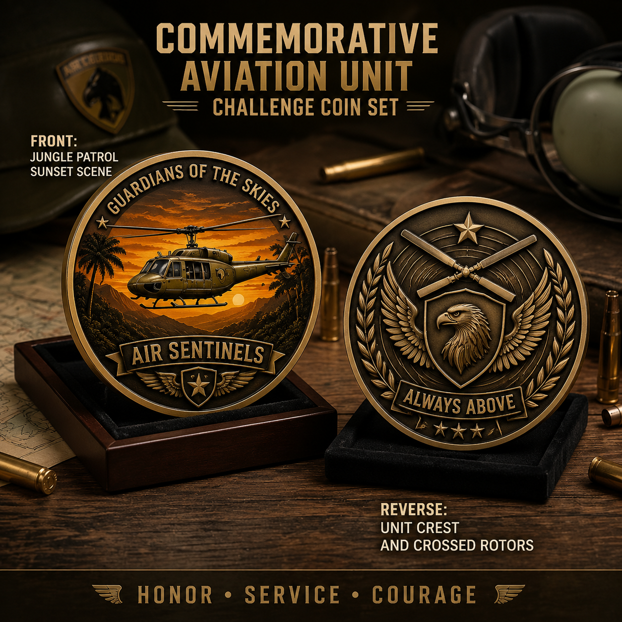 Air Cavalry Huey Helicopter Commemorative Metal Medal