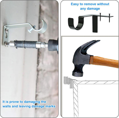 Single Curtain Rod Brackets for Bathroom Kitchen Home Bathroom– No Drill, No Damage – Perfect Curtains Every Time(2 PCS)