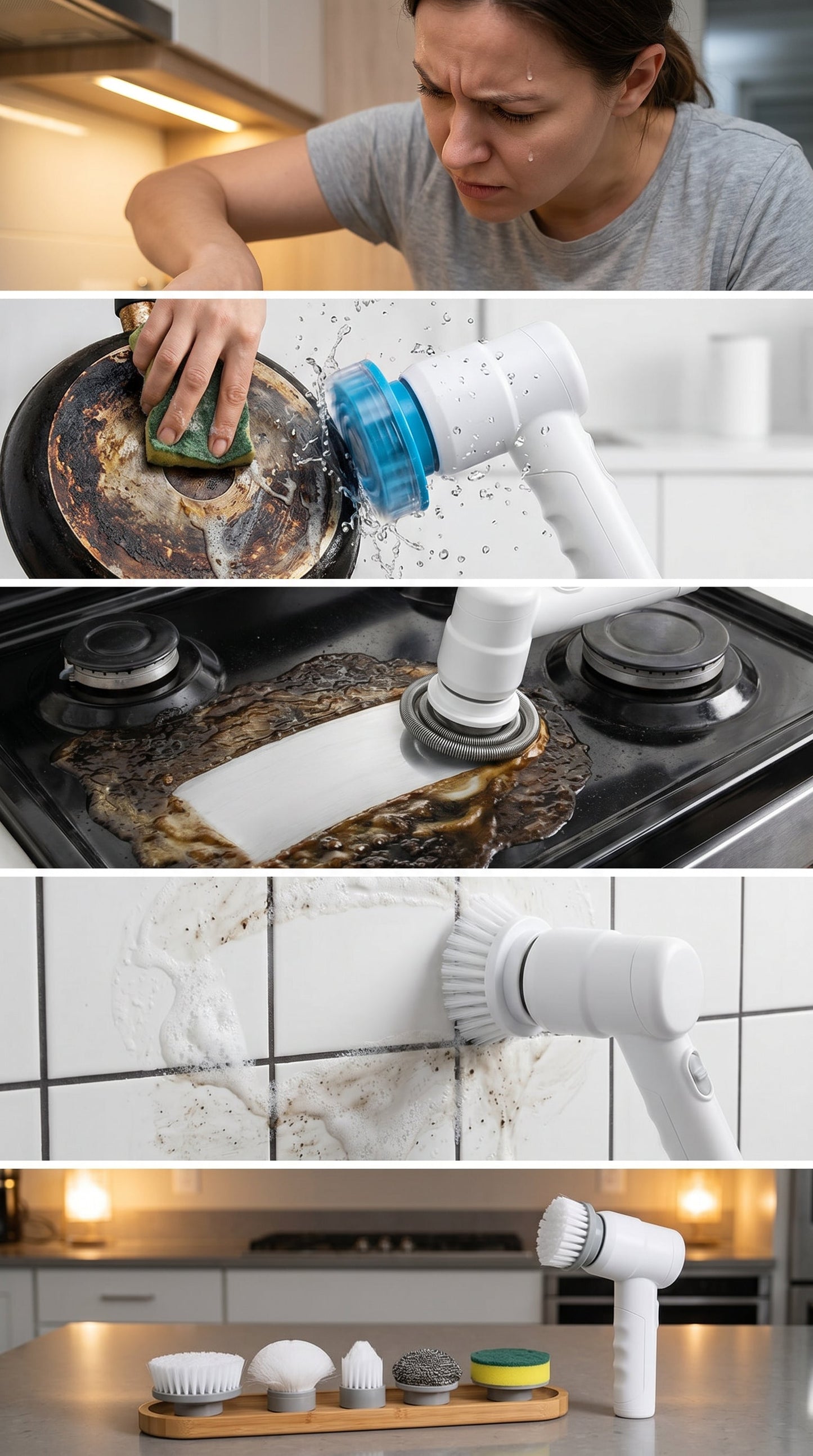 Electric Spin Scrubber — 5-in-1 Cordless Power Cleaner (300 RPM, IPX7 Waterproof)