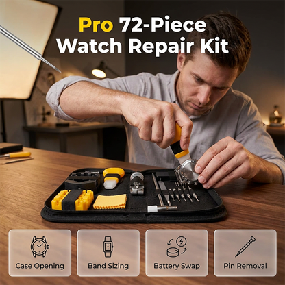Complete 72-Piece Watch Repair Tool Kit